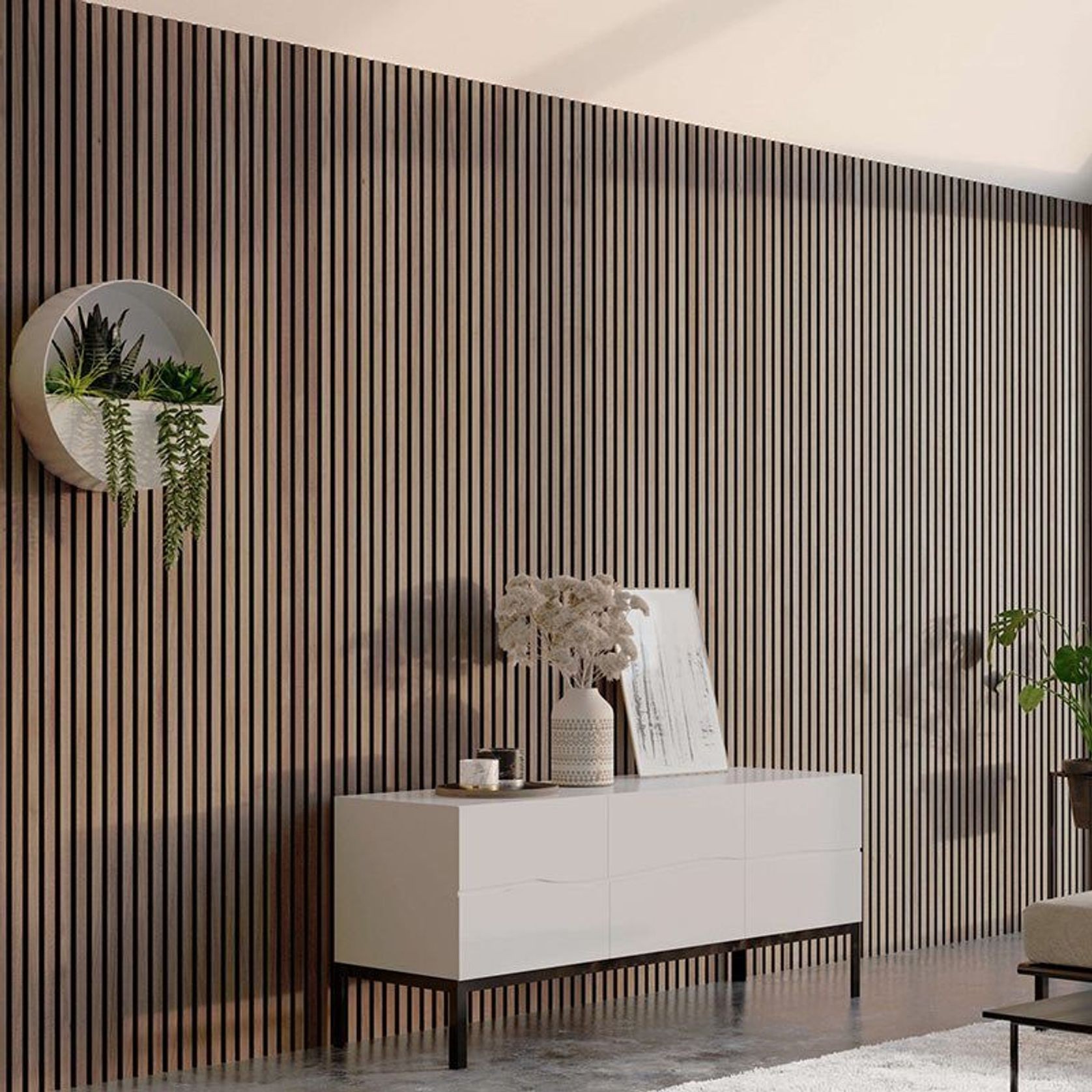 WOODFLEX Flexible Acoustic Wood Slat Wall Panel, Walnut Veneer - 2700mm x 600mm gallery detail image