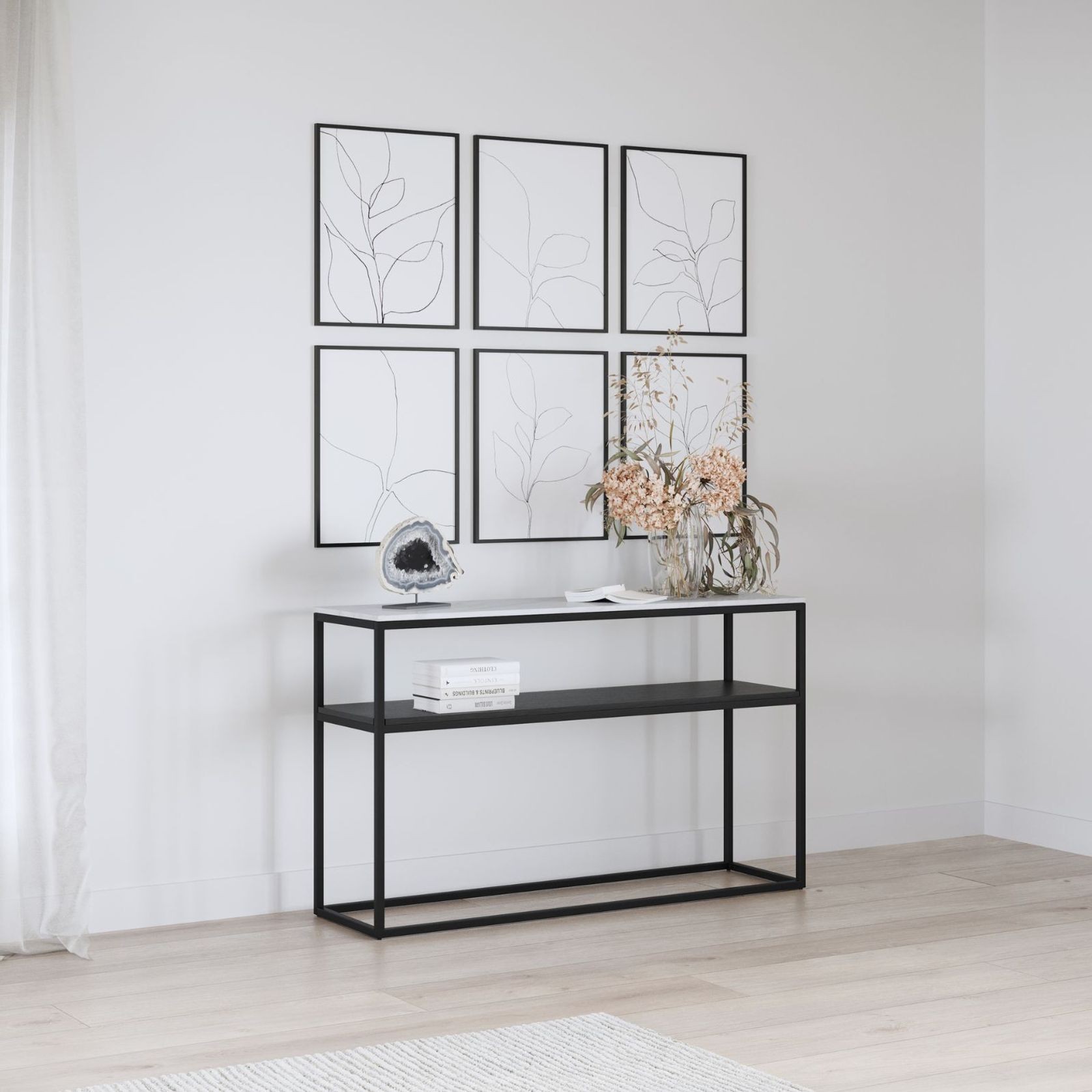 Ebonie 120cm White Marble Console Table | Black gallery detail image