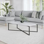 Ellie White Marble Rectangular Coffee Table | Black gallery detail image