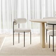 Ines Bouclé Dining Chair | Set of 2 | Cream & Black gallery detail image