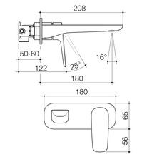 Contura II Wall Basin/Bath Mixer 180mm | Chrome gallery detail image