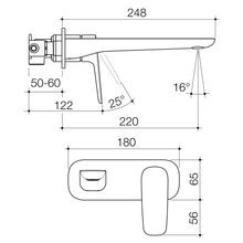 Contura II Wall Basin/Bath Mixer 220mm  | Chrome gallery detail image