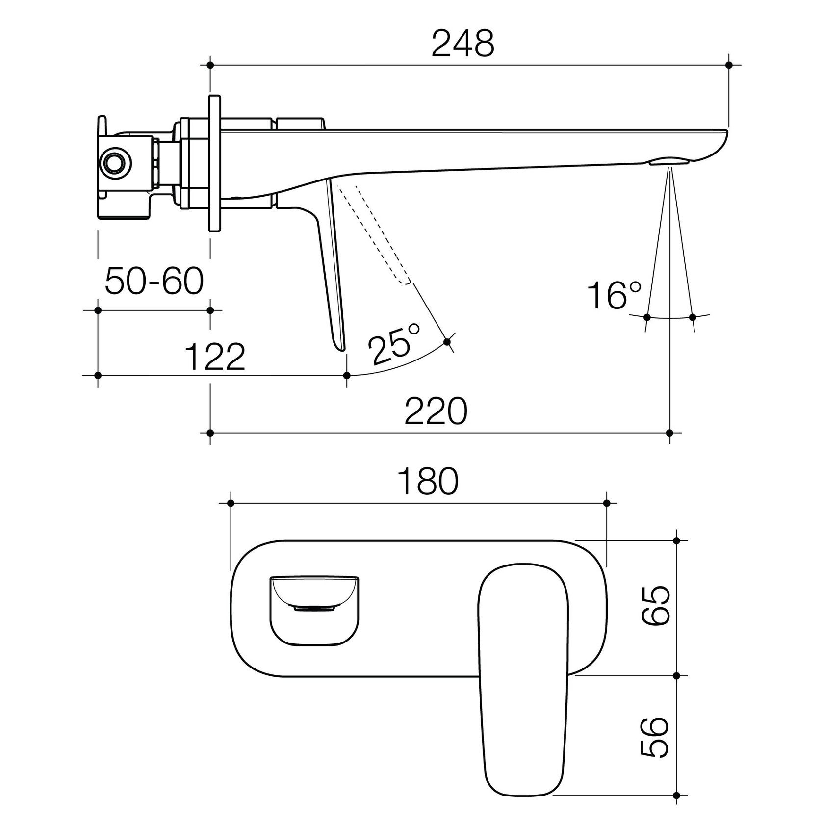 Contura II Wall Basin/Bath Mixer 220mm  | Chrome gallery detail image