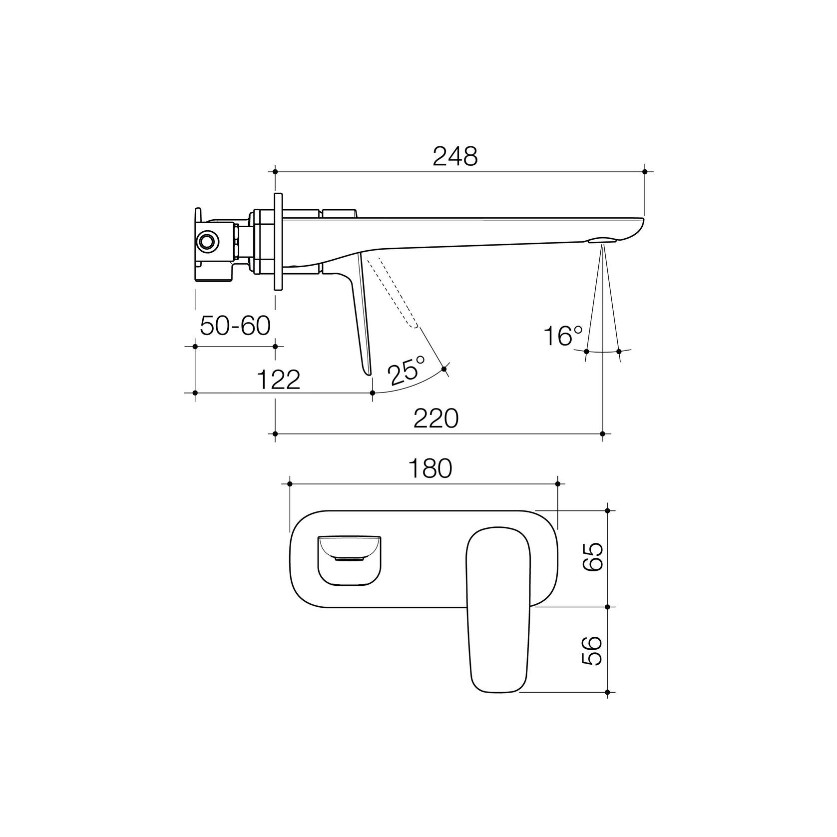 Contura II Wall Basin/Bath Mixer 220mm  | Brushed Bronze gallery detail image