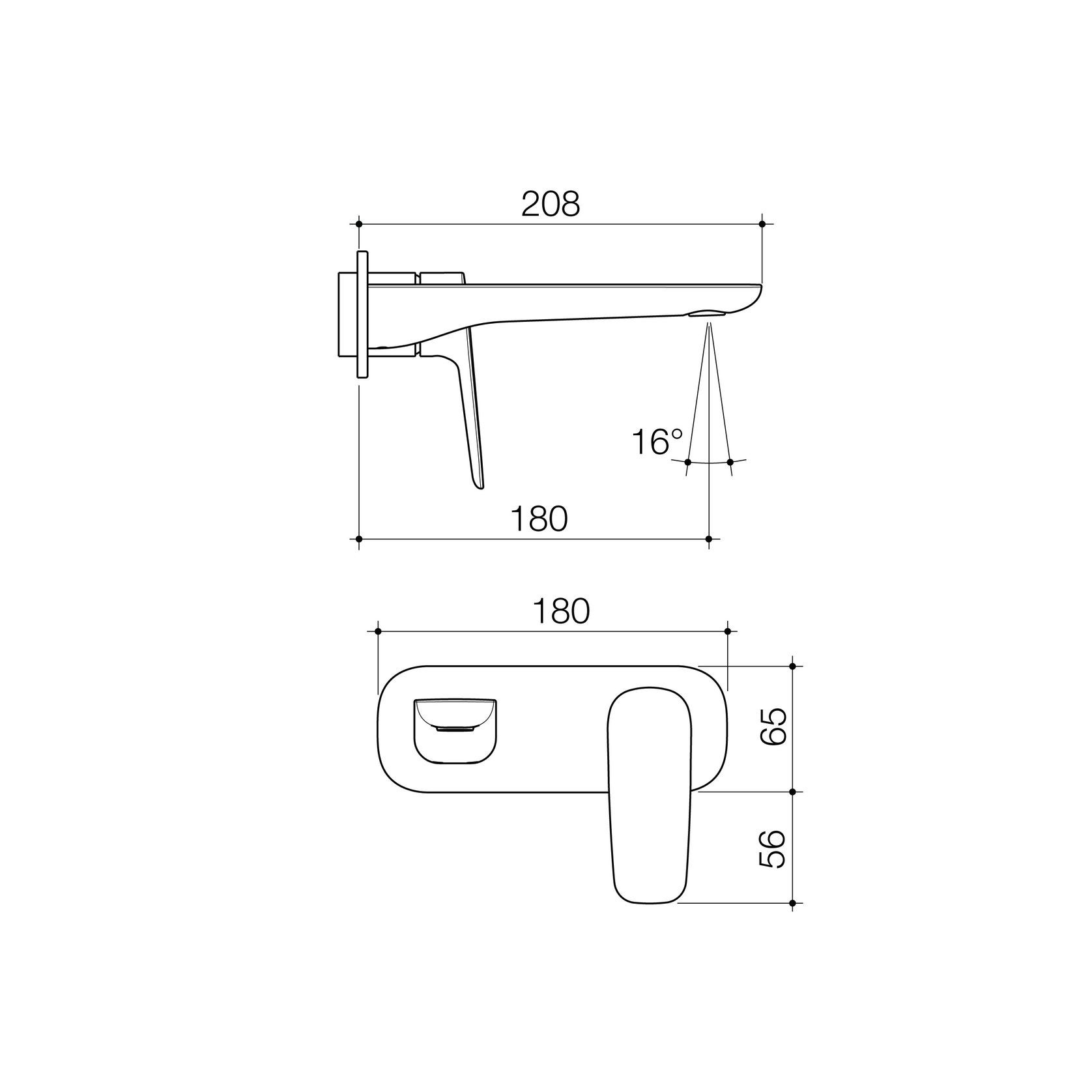 Contura II Wall Basin/Bath Mixer 180mm - Trim Kit | Matte Black gallery detail image