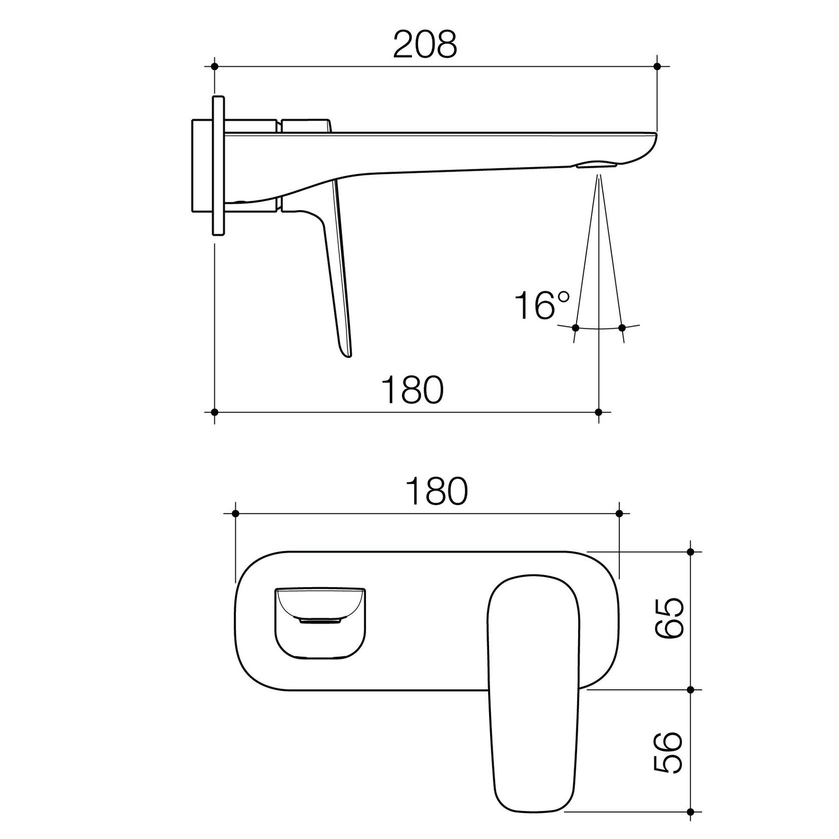 Contura II Wall Basin/Bath Mixer 180mm - Trim Kit | Matte Black gallery detail image