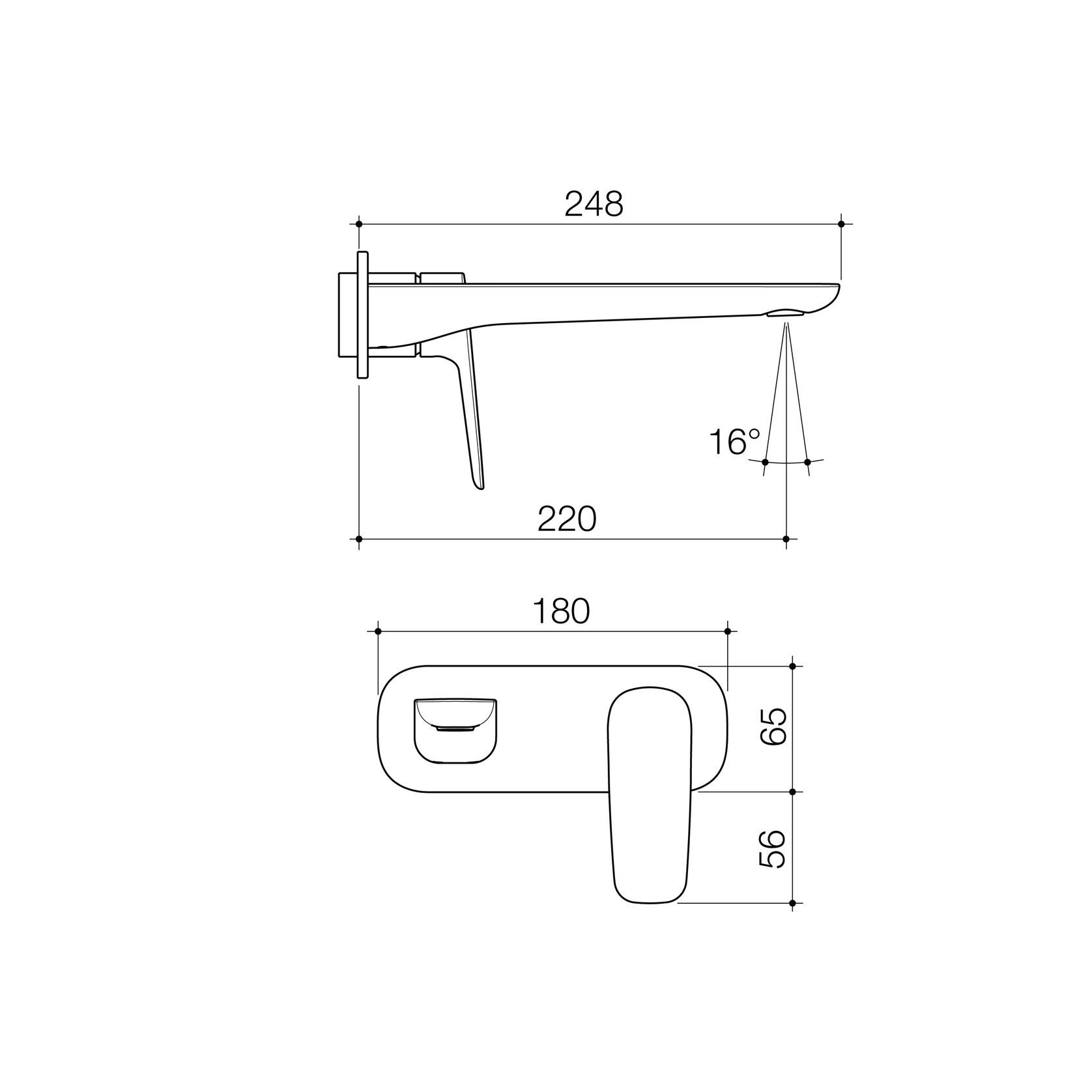 Contura II Wall Basin/Bath Mixer 220mm - Trim Kit  | Chrome gallery detail image