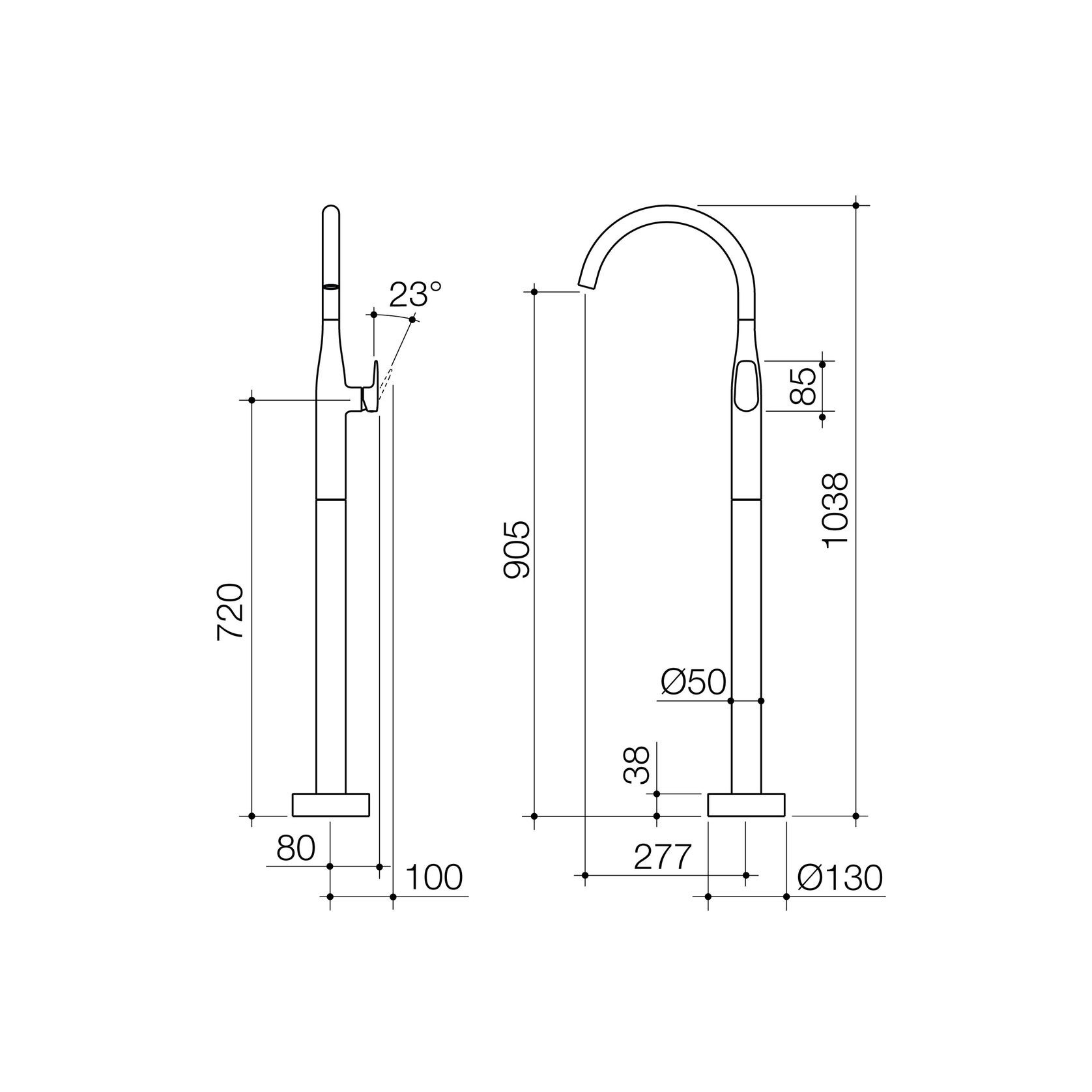 Contura II Freestanding Bath Filler - Trim Kit  | Chrome gallery detail image