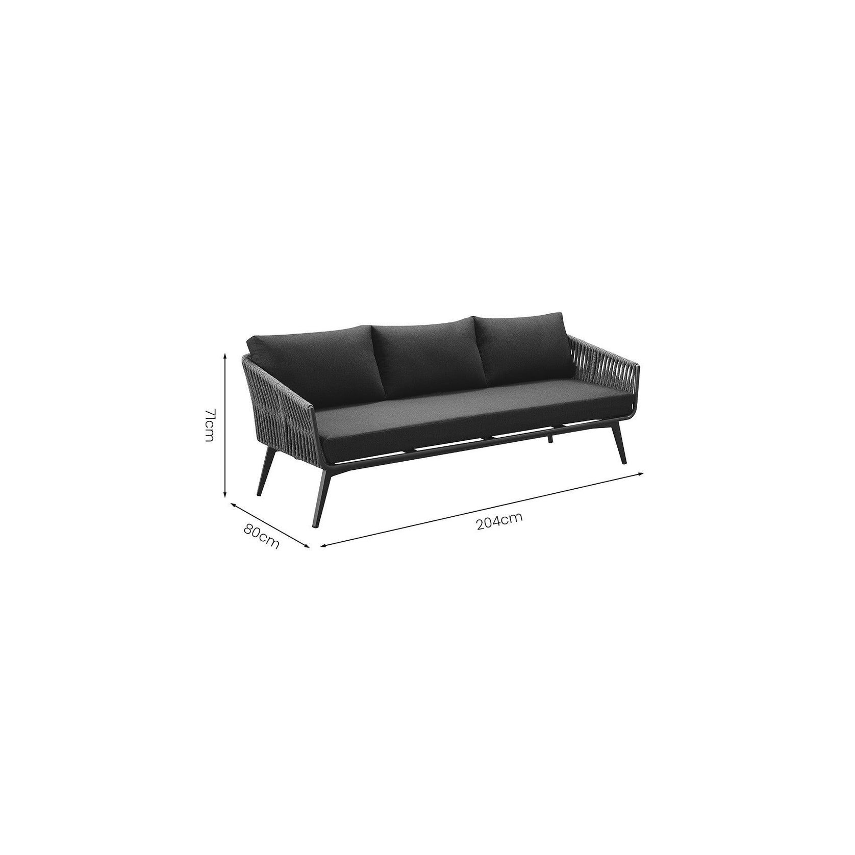 Kereru Aluminium and Rope Outdoor 3 Seater Sofa gallery detail image
