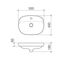 Contura II 530mm Inset Basin with Tap Landing (1 Tap Hole)  | White gallery detail image