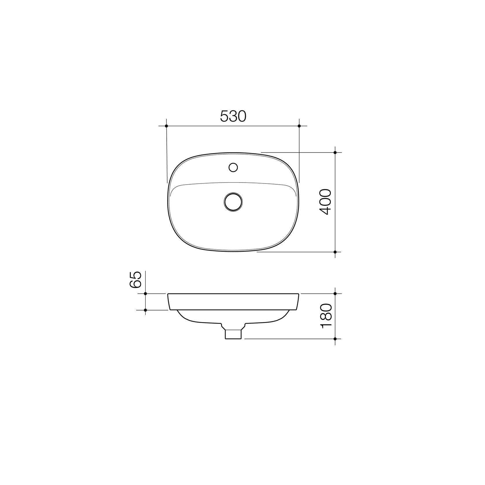 Contura II 530mm Inset Basin with Tap Landing (1 Tap Hole) | Matte Clay gallery detail image