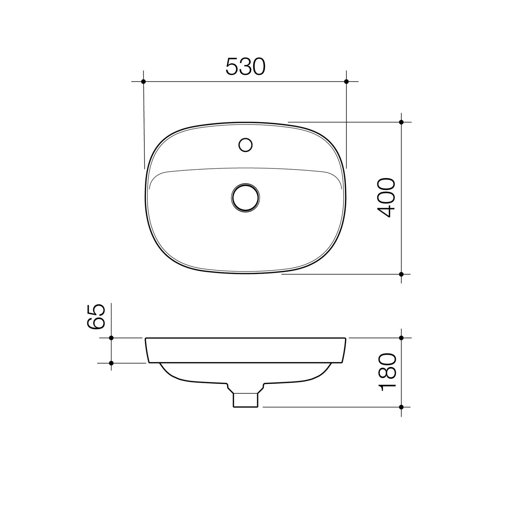 Contura II 530mm Inset Basin with Tap Landing (1 Tap Hole)  | Matte White gallery detail image