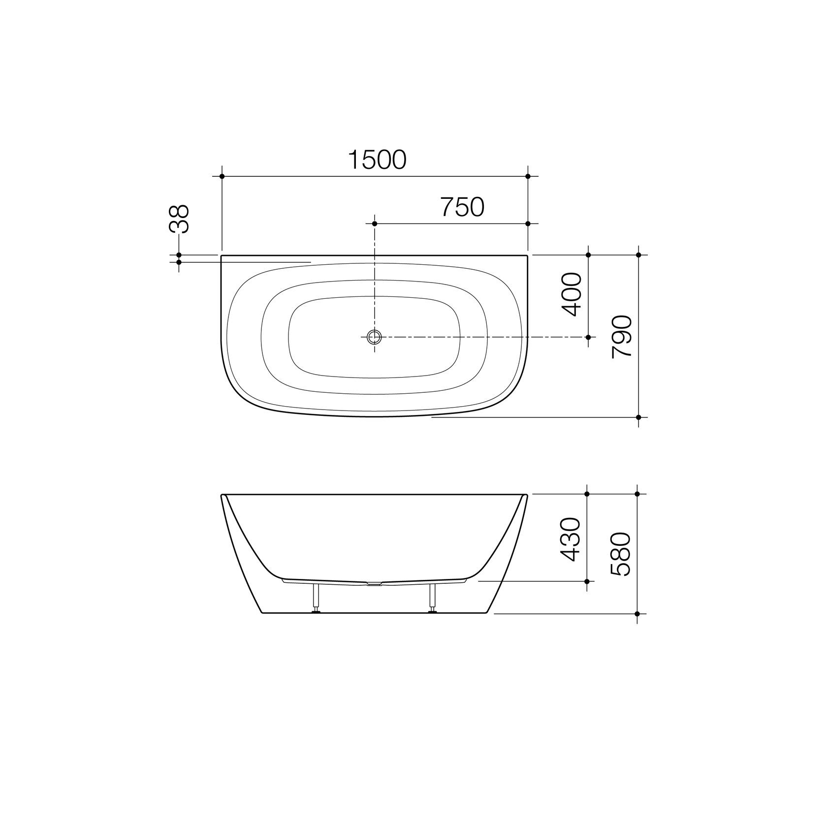 Contura II 1500mm Back to Wall Freestanding Bath  | Matte Clay gallery detail image