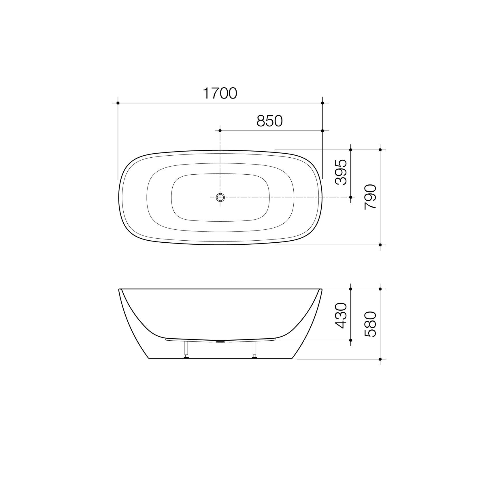 Contura II 1700mm Freestanding Bath  | Matte White gallery detail image