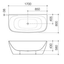 Contura II 1700mm Back to Wall Freestanding Bath  | Matte White gallery detail image