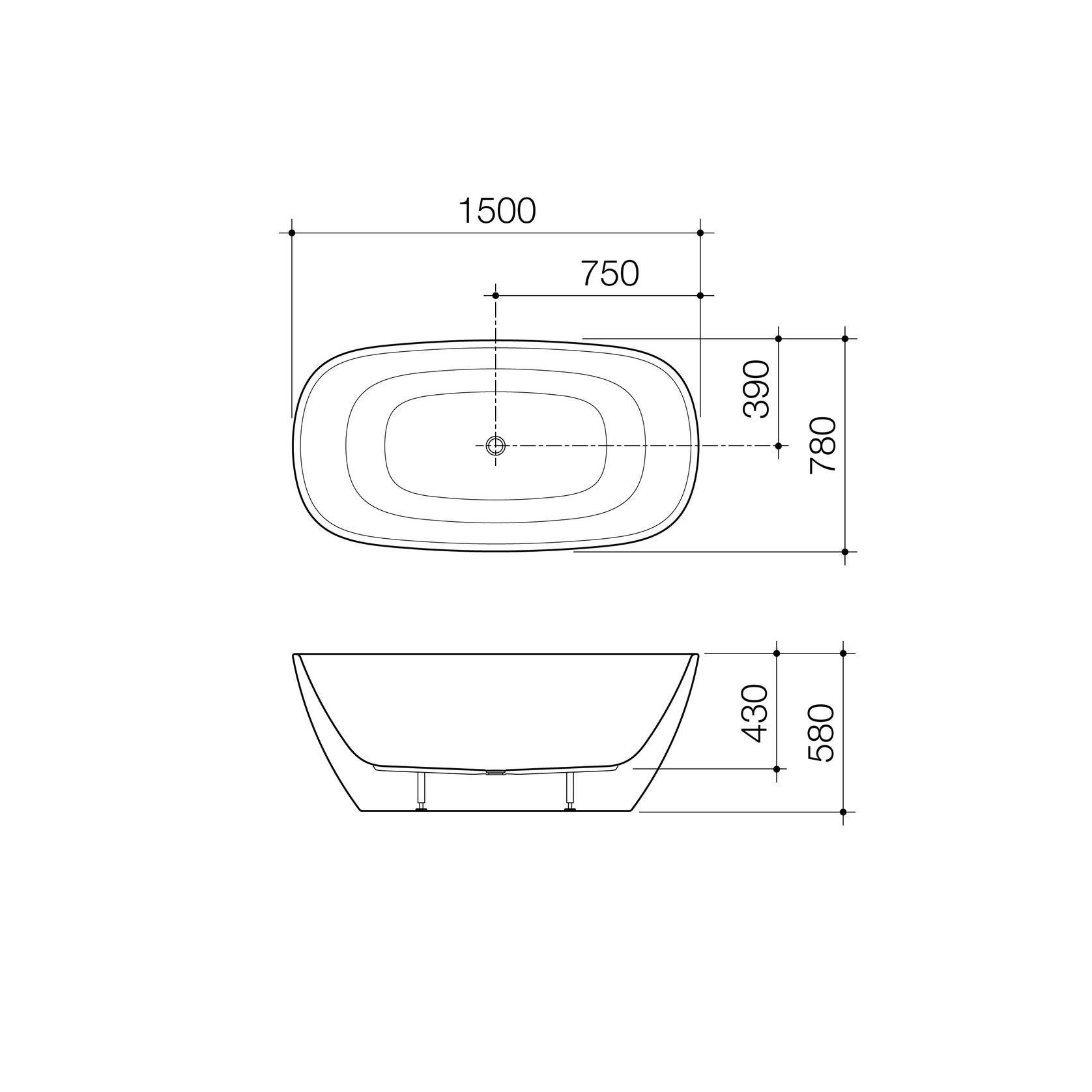 Contura II 1500mm Freestanding Bath  | Matte Clay gallery detail image