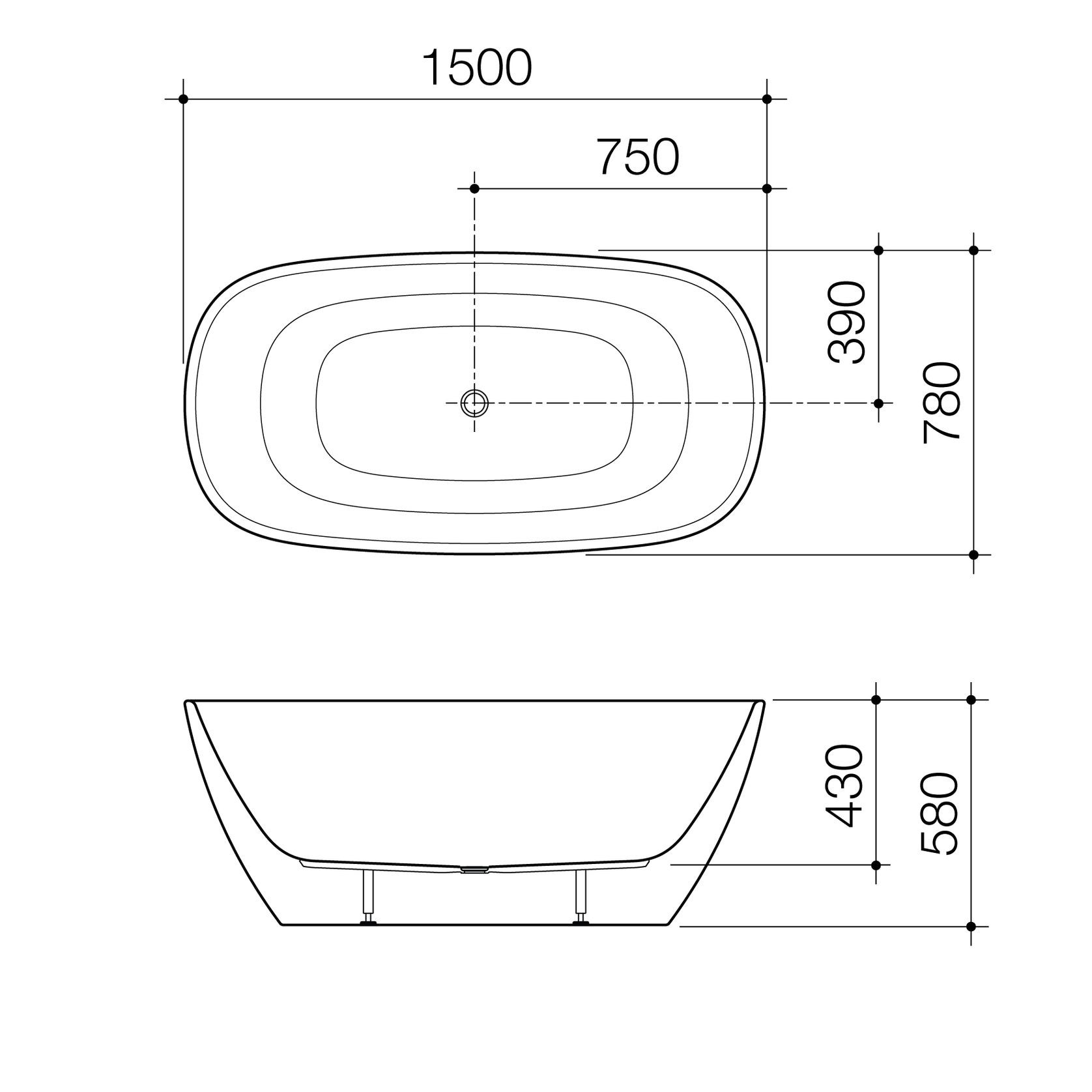 Contura II 1500mm Freestanding Bath  | Matte Clay gallery detail image