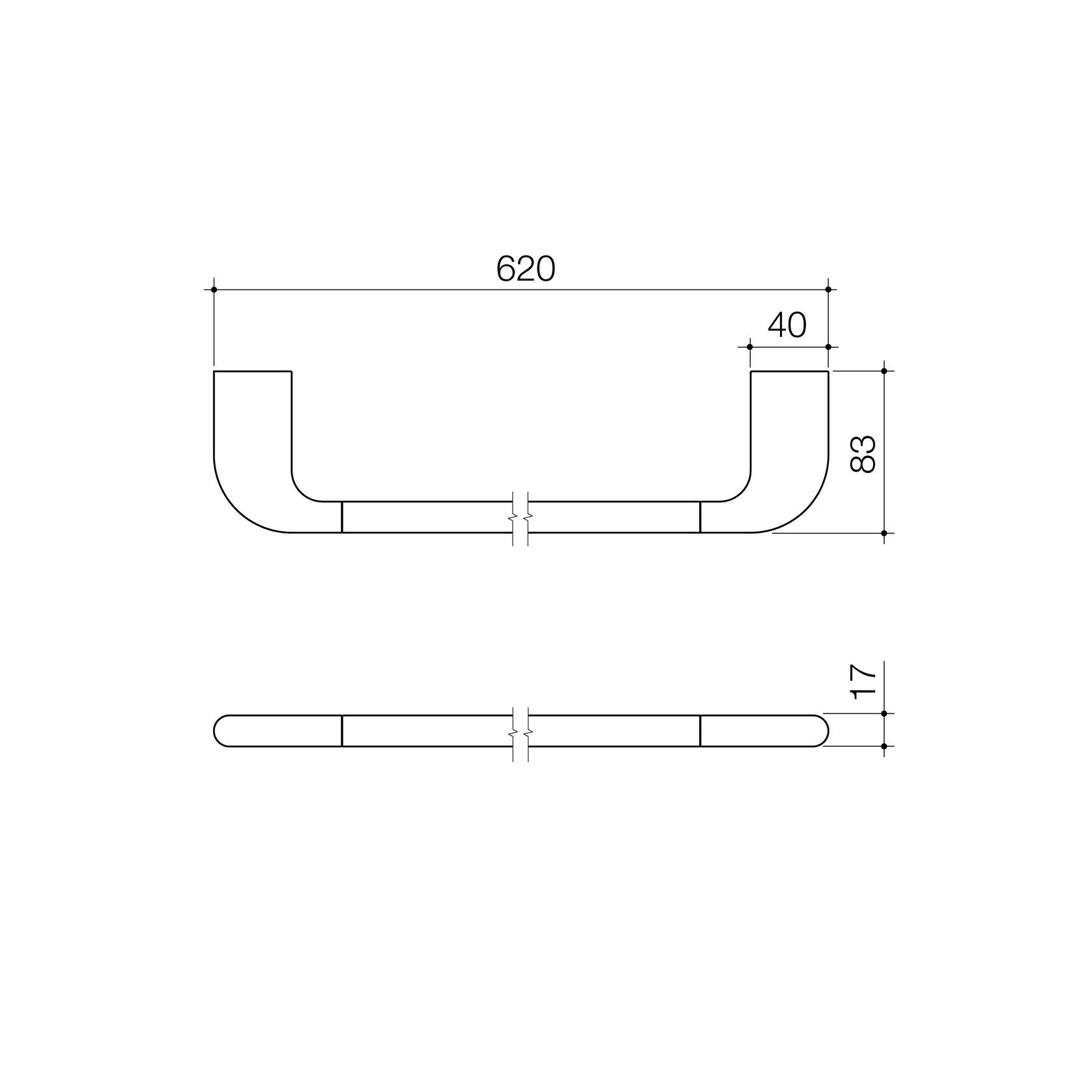 Contura II 620mm Single Towel Rail  | Chrome gallery detail image