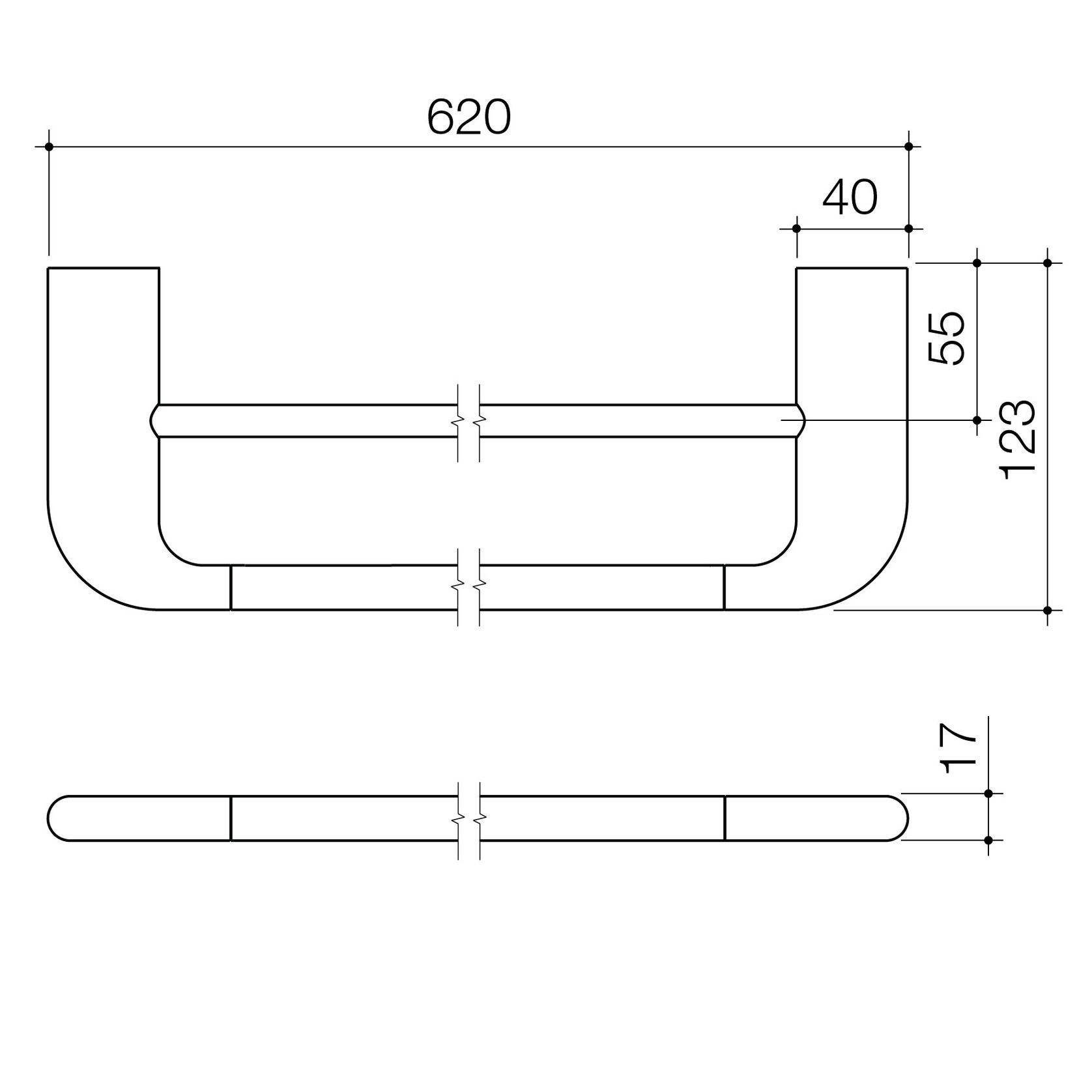Contura II 620mm Double Towel Rail  | Brushed Nickel gallery detail image