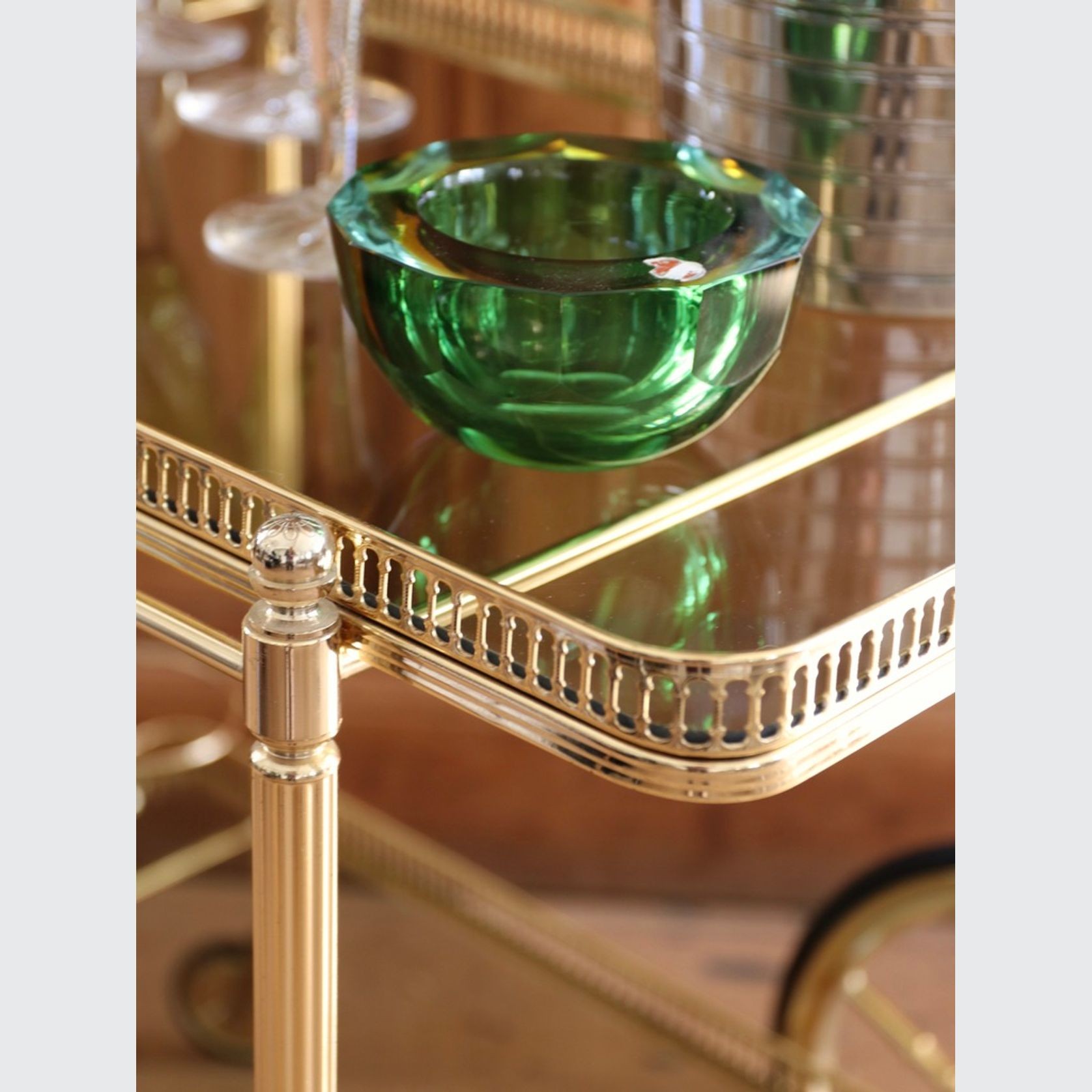 Neo Classical French Brass Drinks Bar Cart ArchiPro NZ