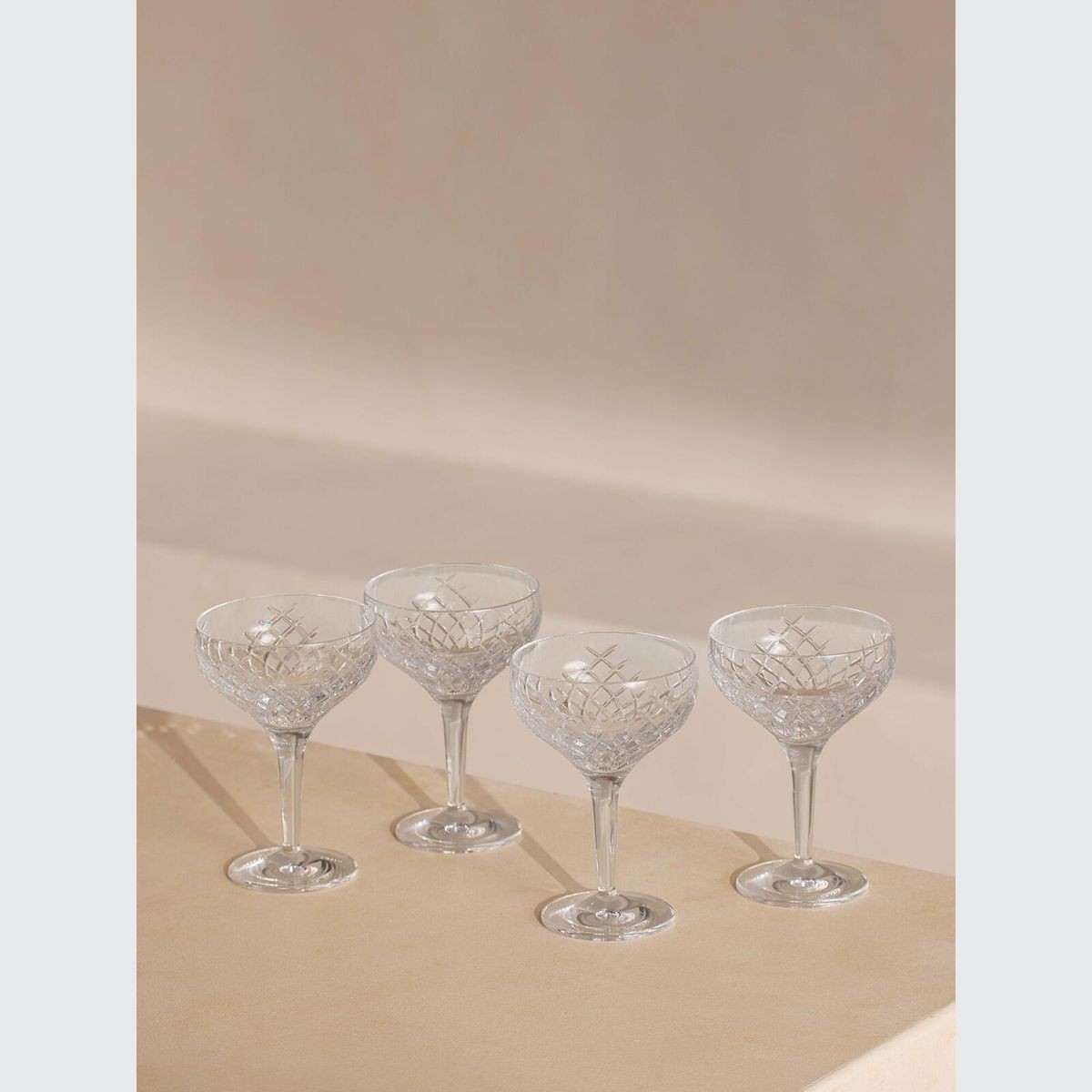 Soho Home, Barwell Cut Crystal Champagne Coup, Set 4
