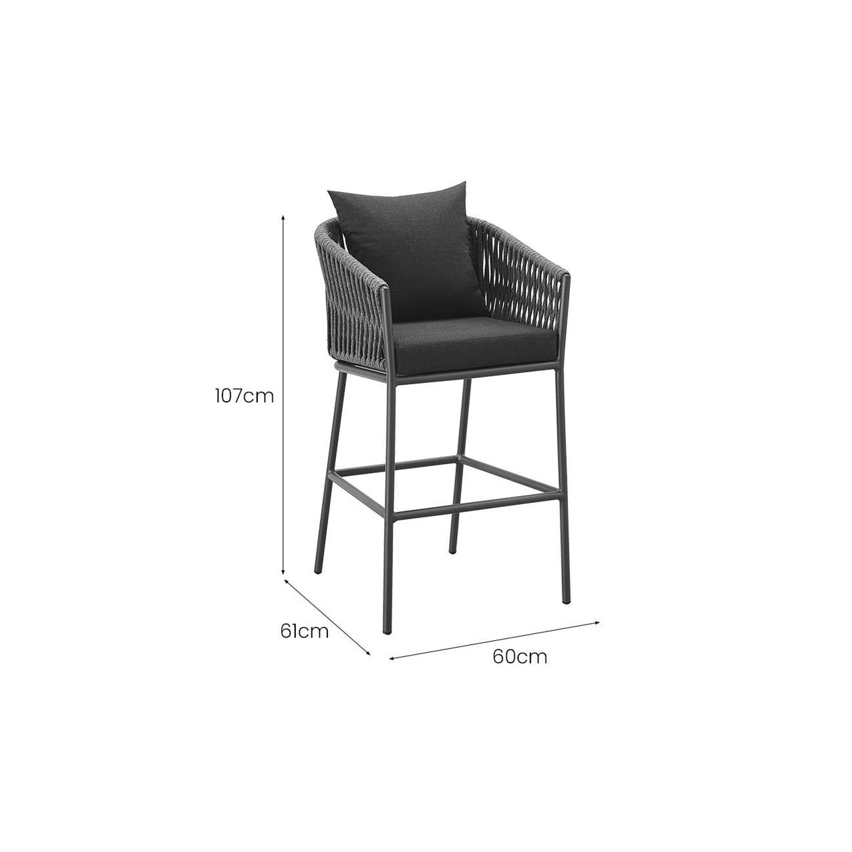 Kereru Aluminium and Rope Outdoor Bar Chair gallery detail image