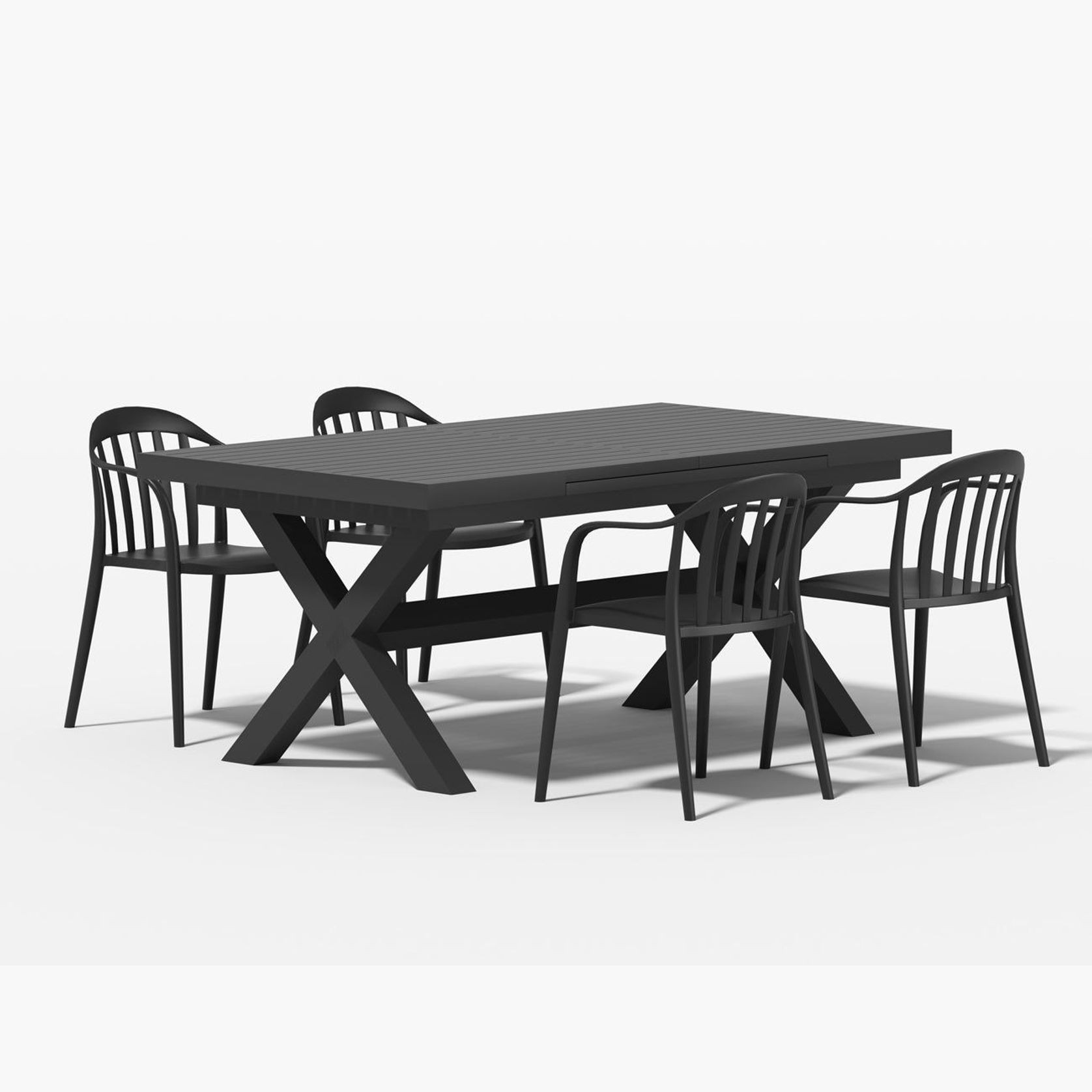 Tuba Extension Table With Alice Chairs 5-Piece Outdoor Dining Set gallery detail image