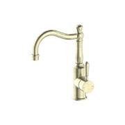 York Basin Mixer Hook Spout With Metal Lever Aged Brass gallery detail image
