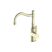 York Basin Mixer Hook Spout With Metal Lever Aged Brass gallery detail image