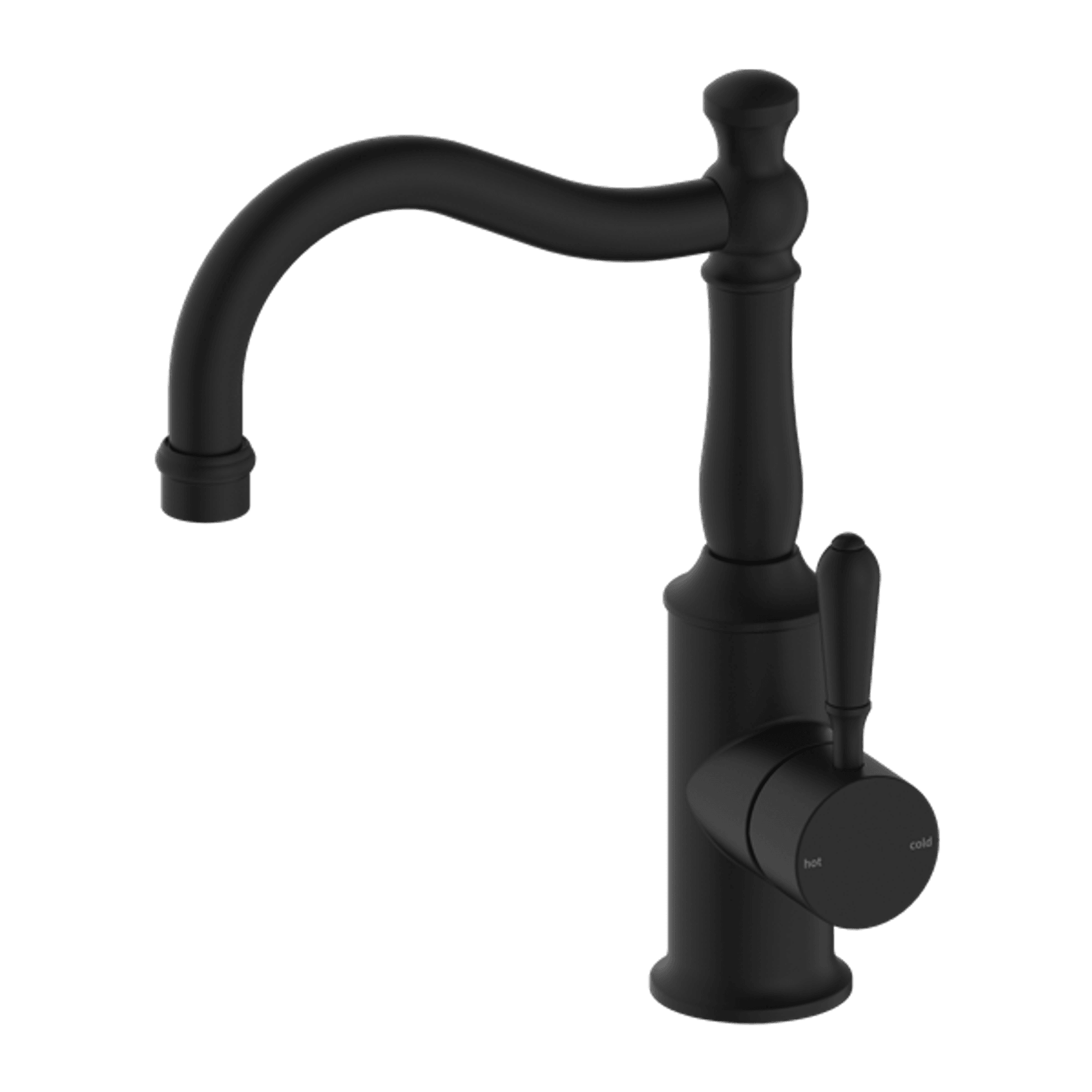 York Basin Mixer Hook Spout With Metal Lever Matte Black gallery detail image