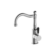 York Basin Mixer Hook Spout With Black Porcelain Lever Chrome gallery detail image