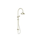 York Twin Shower With White Porcelain Hand Shower Aged Brass gallery detail image