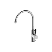 York Kitchen Mixer Gooseneck Spout With Black Porcelain Lever Chrome gallery detail image