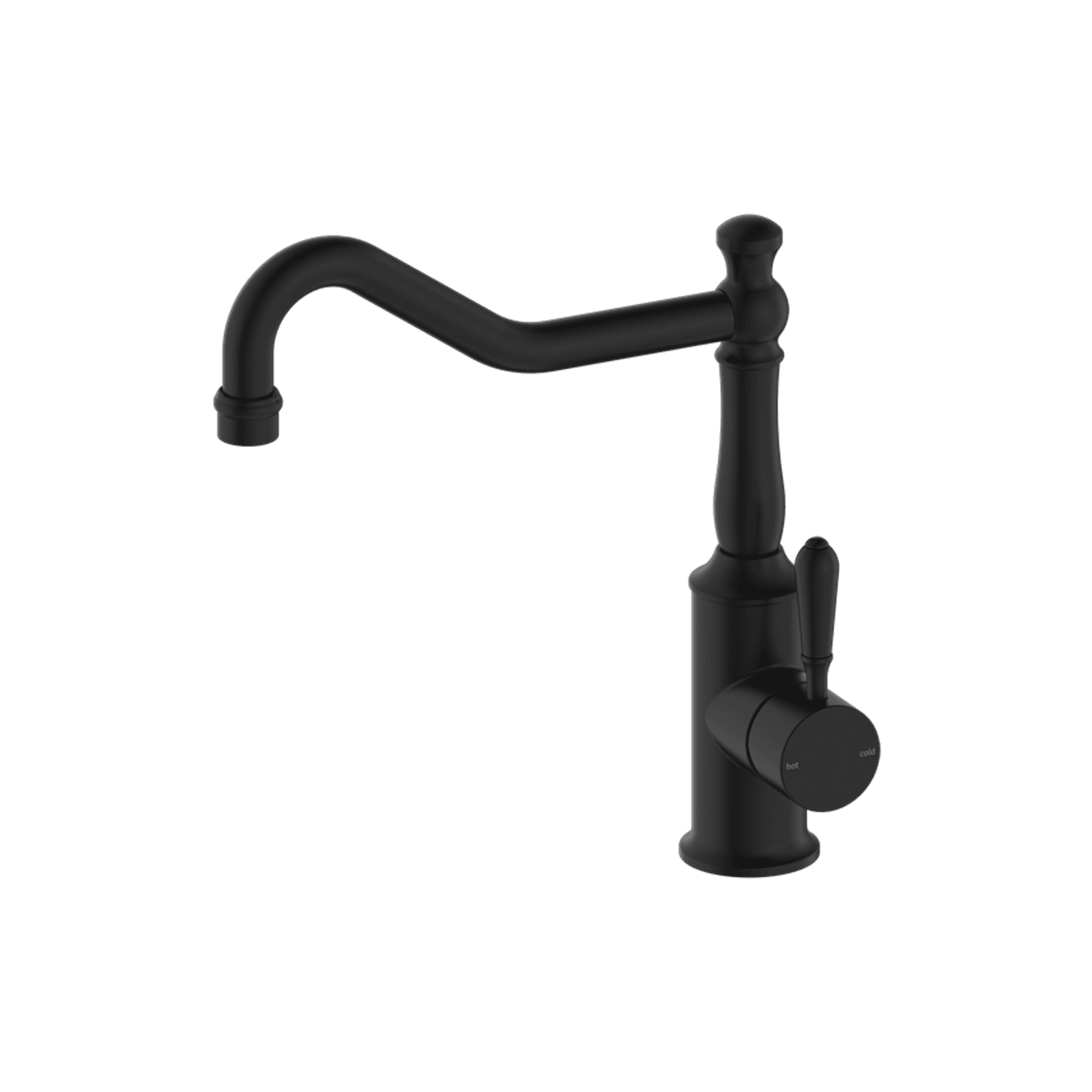 York Kitchen Mixer Hook Spout With Metal Lever Matte Black gallery detail image