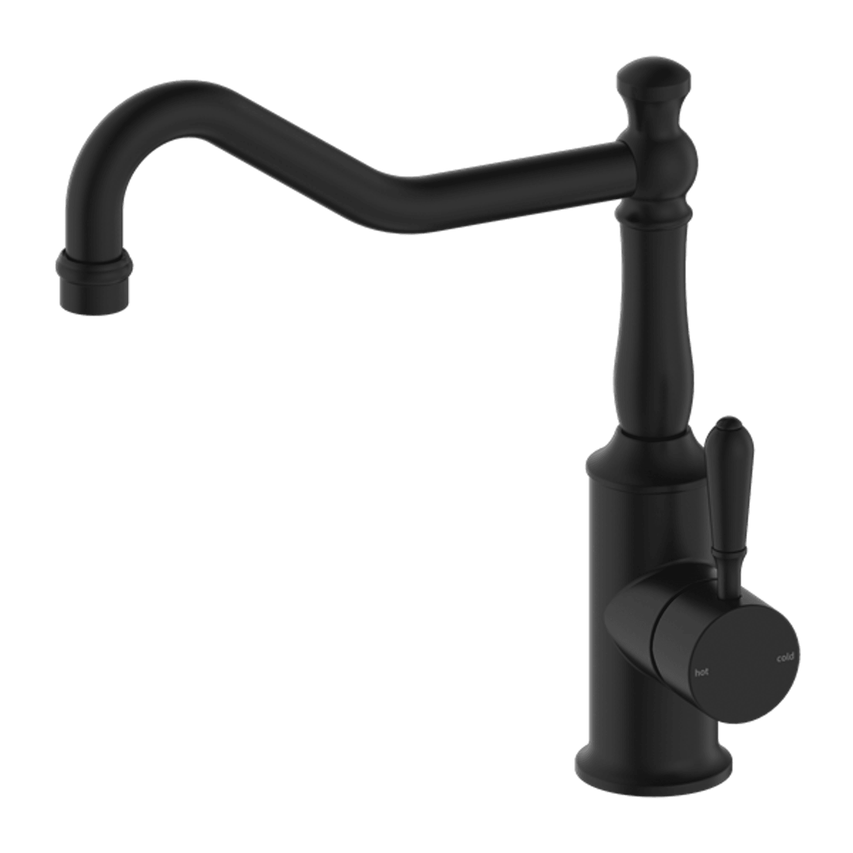 York Kitchen Mixer Hook Spout With Metal Lever Matte Black gallery detail image