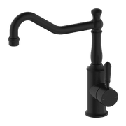 York Kitchen Mixer Hook Spout With Metal Lever Matte Black gallery detail image