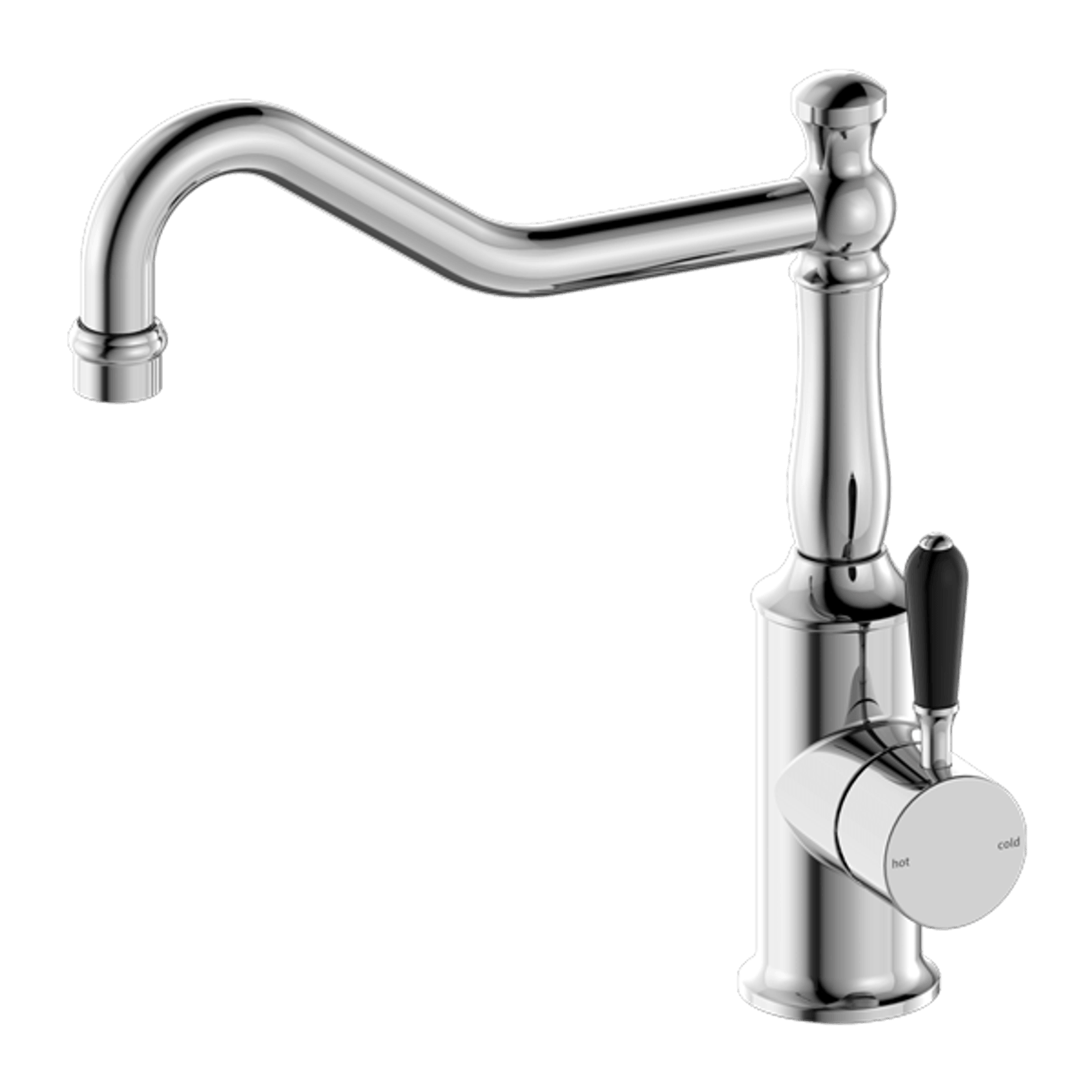 York Kitchen Mixer Hook Spout With Black Porcelain Lever Chrome gallery detail image