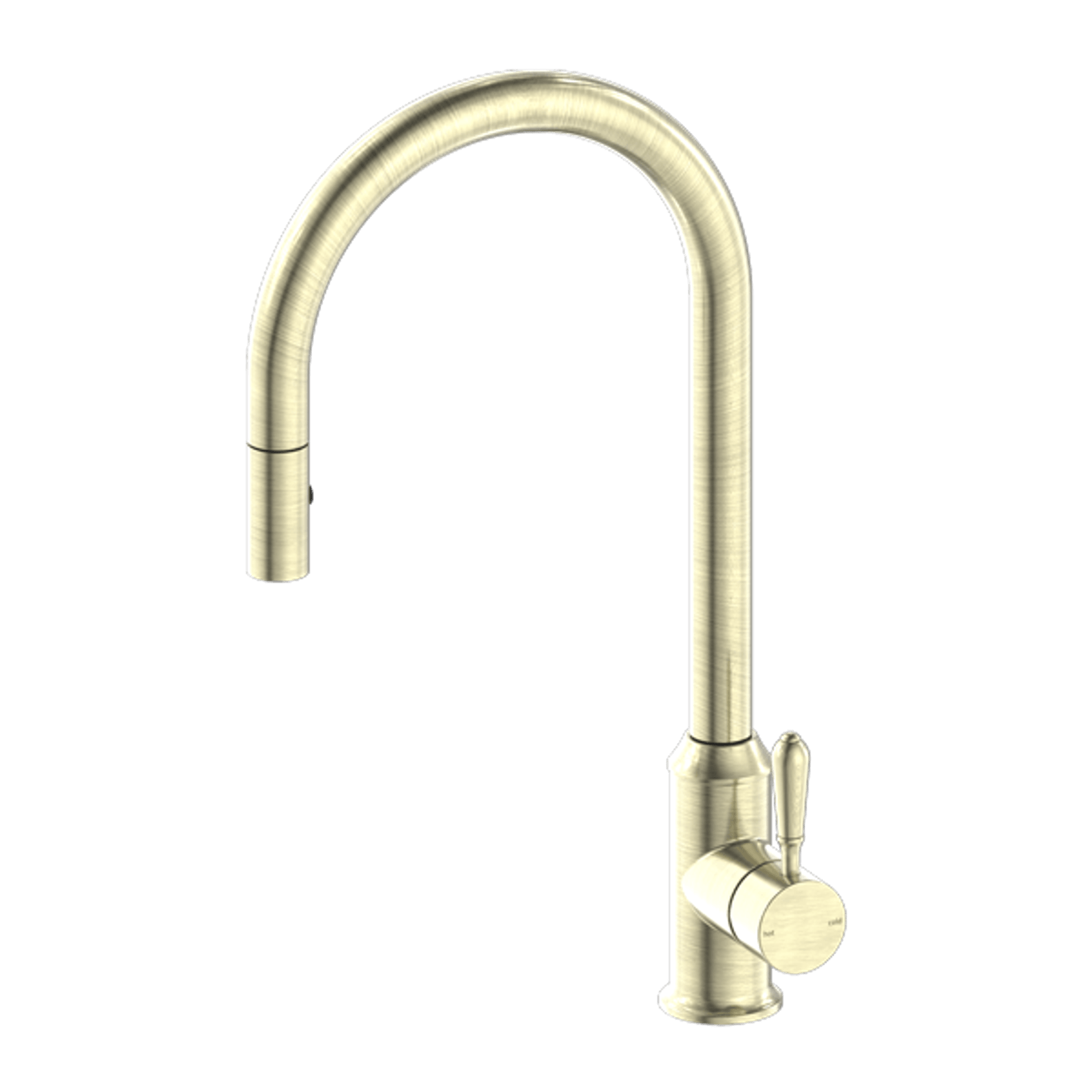 York Pull Out Sink Mixer With Vegie Spray Function With Metal Lever Aged Brass gallery detail image