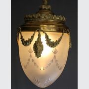 Val St Lambert Lantern in Brass and Satin Cut Glass gallery detail image