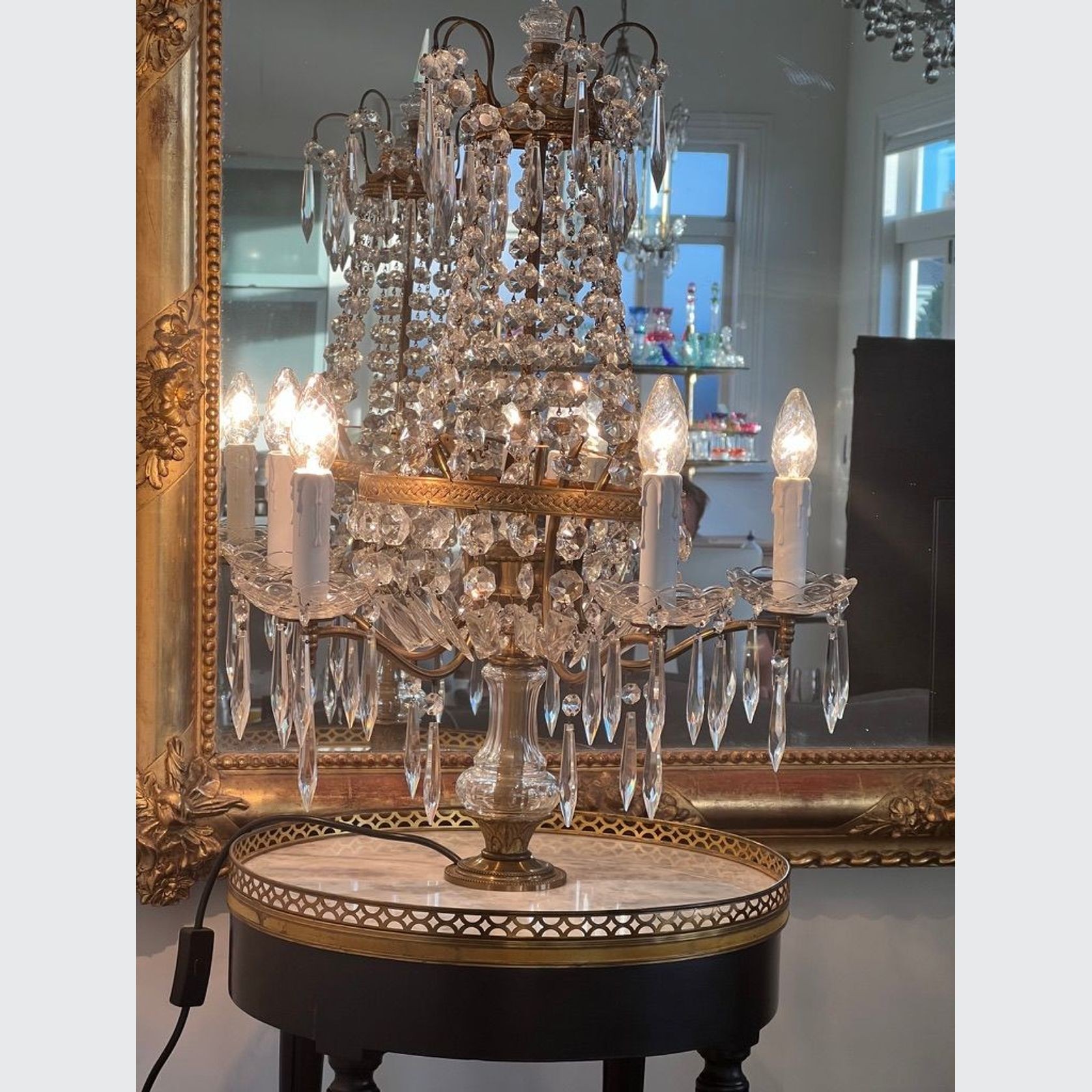 An Antique Crystal and Gilt Bronze Girandole gallery detail image