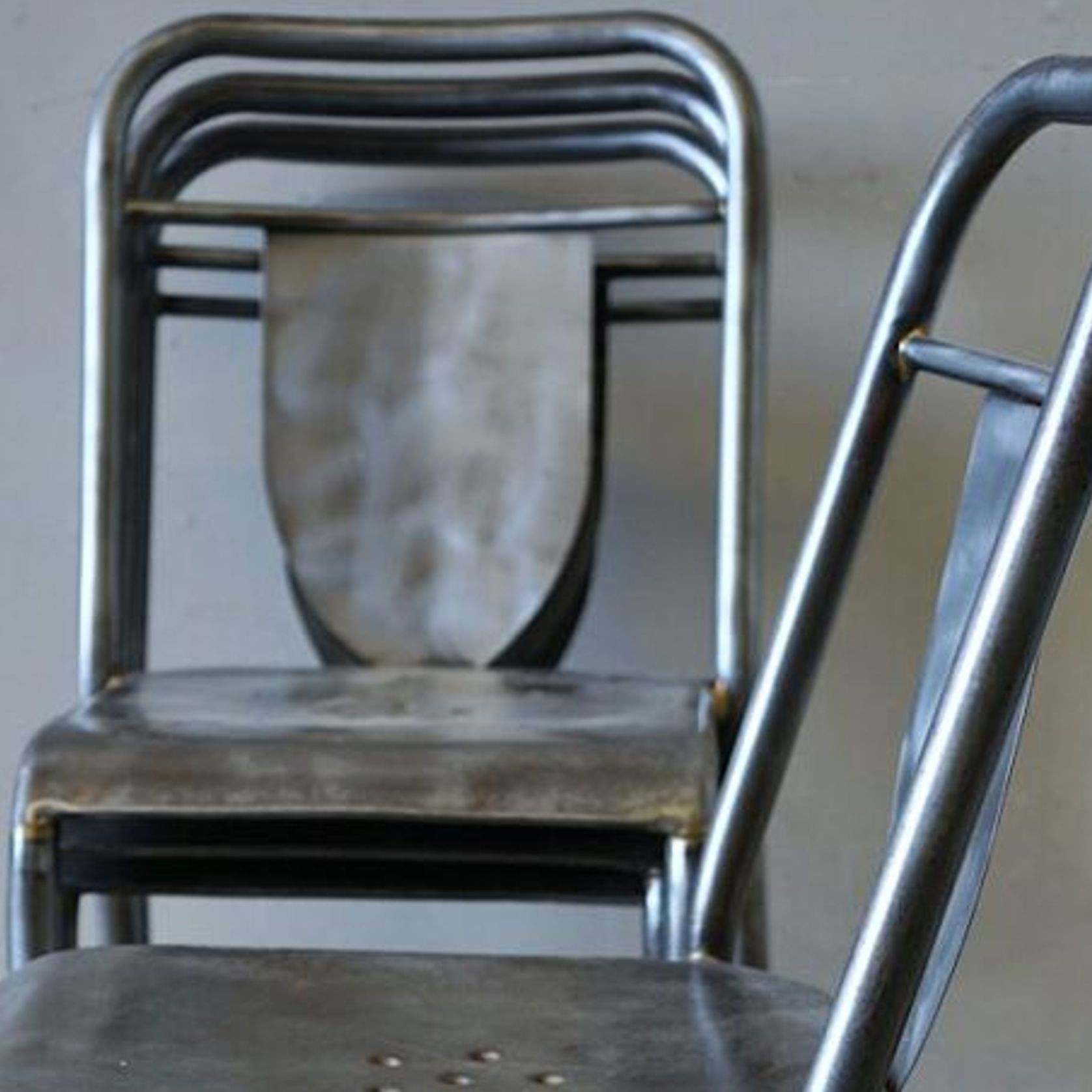 Set of 4 French Industrial Steel Chairs gallery detail image