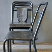 Set of 4 French Industrial Steel Chairs gallery detail image