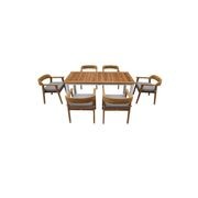 Rome 6 Seater Teak Wood Outdoor Dining Table Set gallery detail image