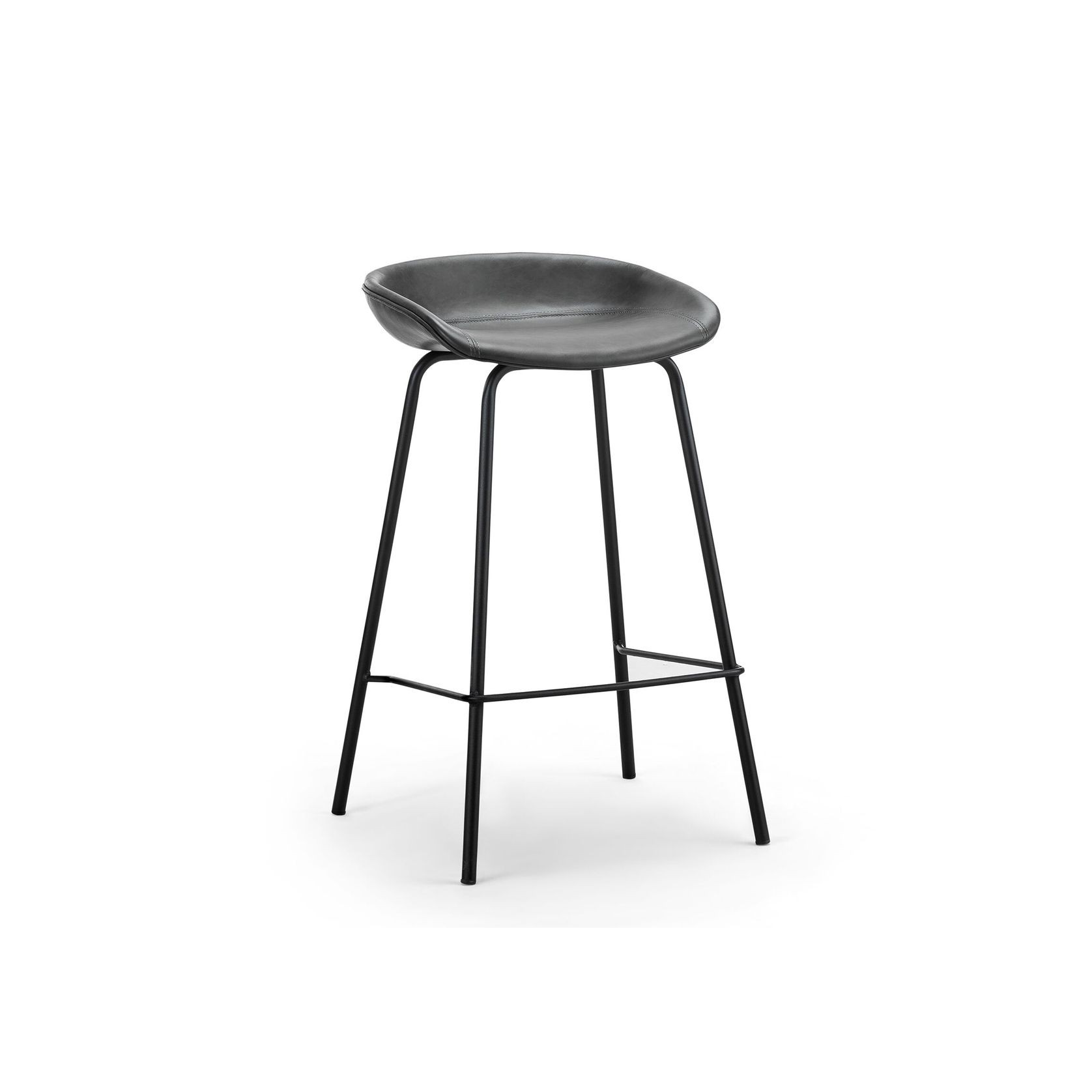 Brandon Vegan Leather Barstool | Set of 2 | Vintage Charcoal gallery detail image