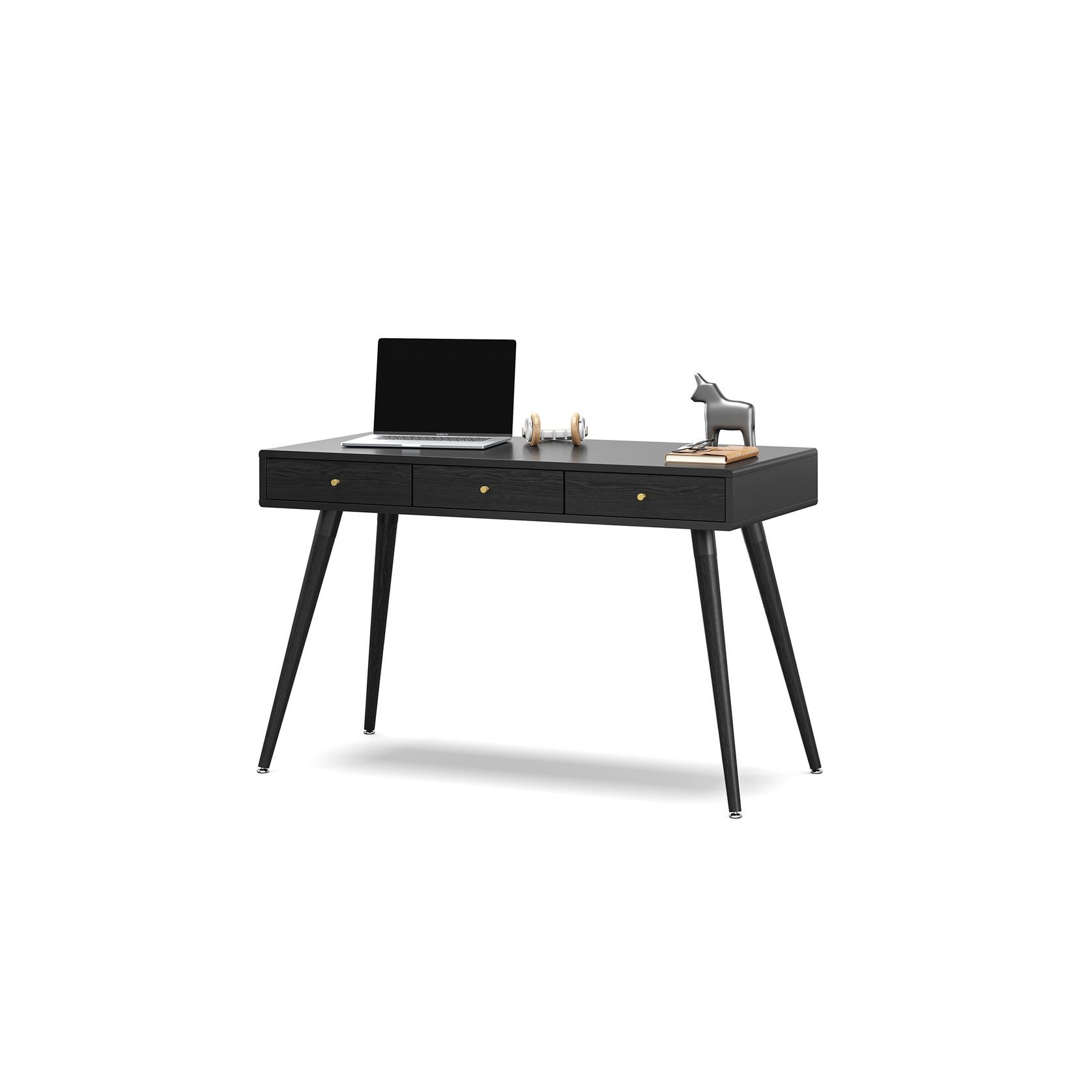 Einar 3 Drawer Office Writing Desk | Black gallery detail image