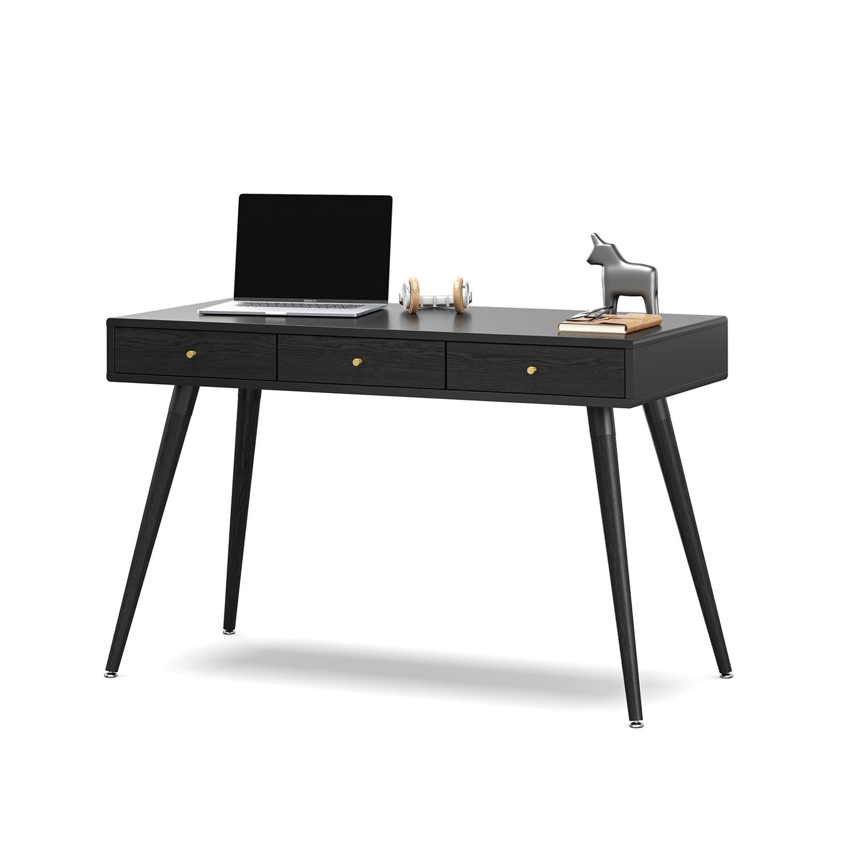 Einar 3 Drawer Office Writing Desk | Black gallery detail image