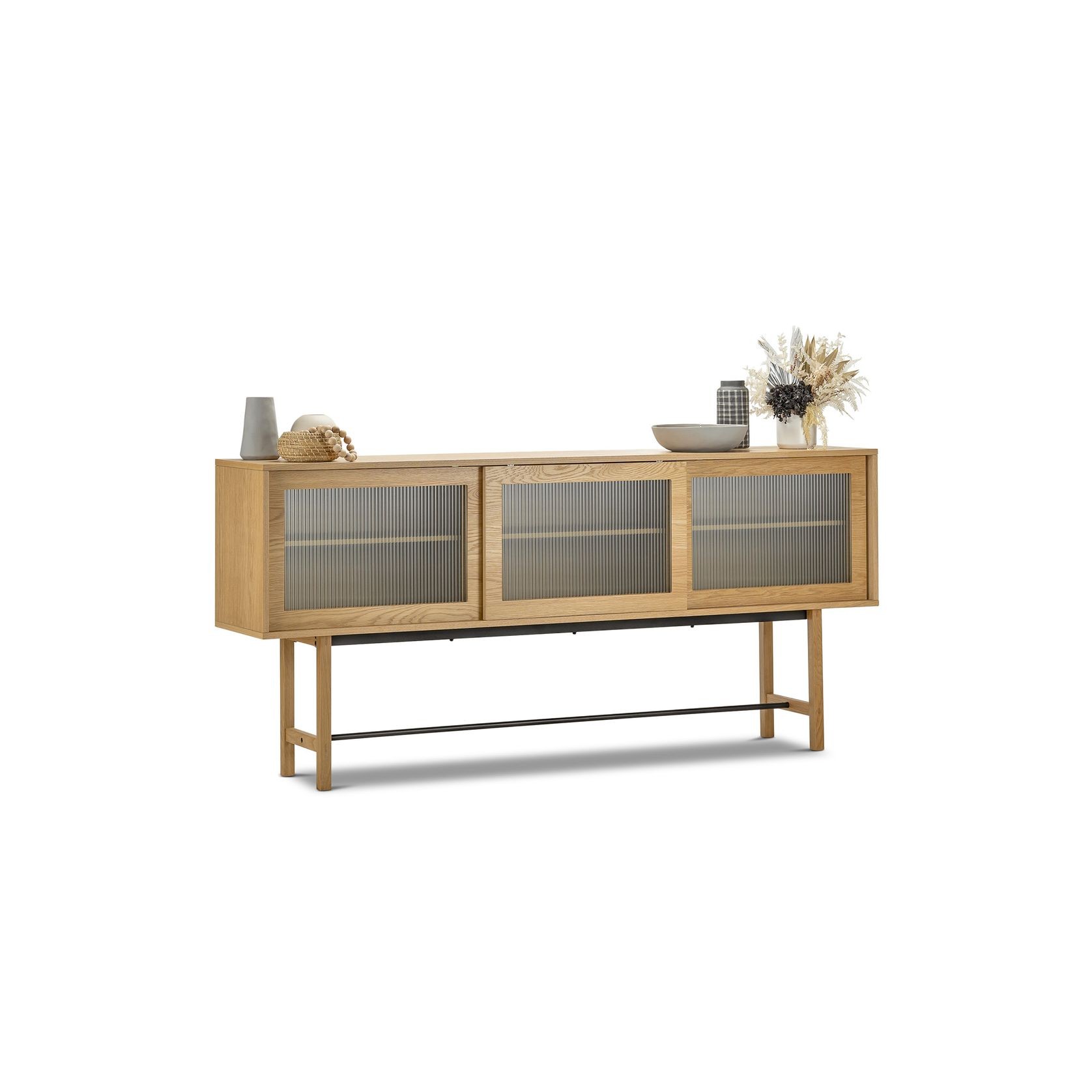 Arae Fluted Glass Sideboard | Natural Oak gallery detail image