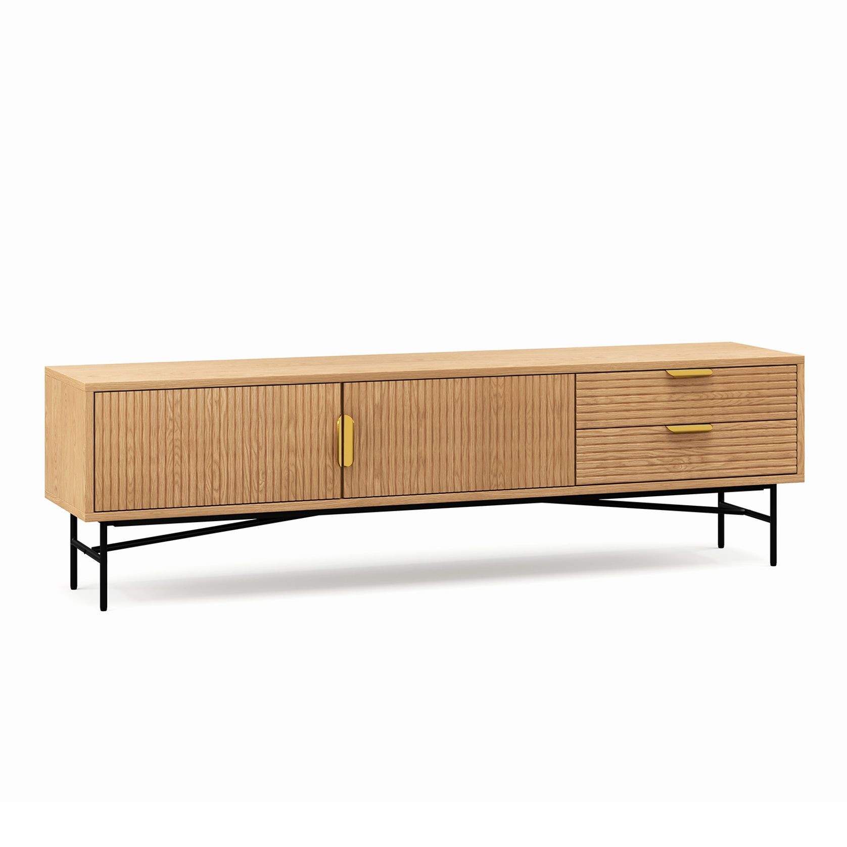 Kina Ripple Slatted TV Entertainment Unit | 180cm | Natural Oak gallery detail image