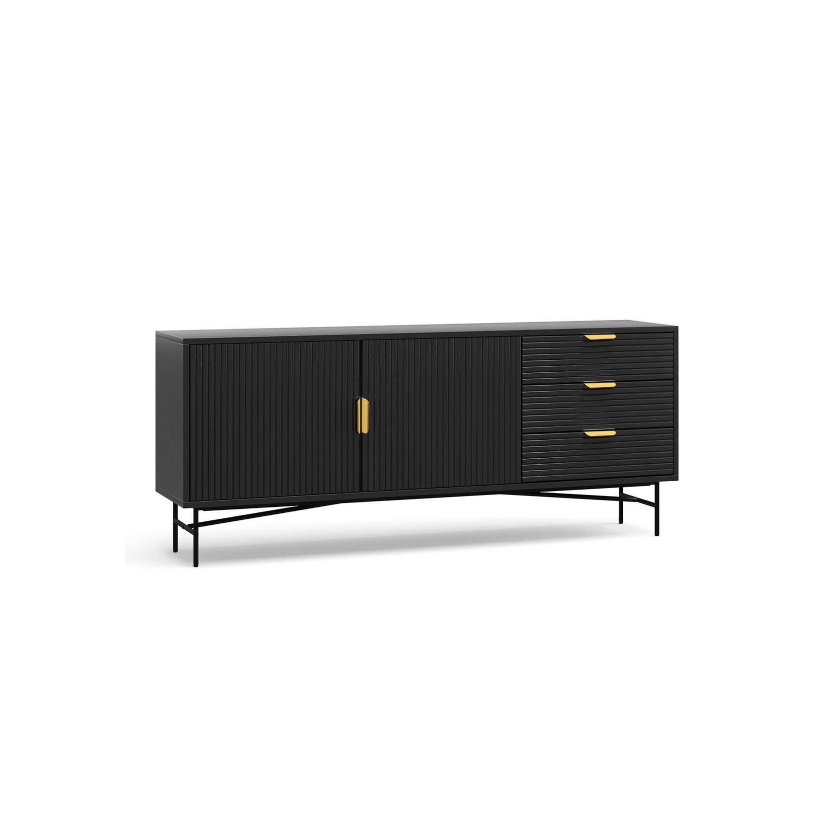 Kina Ripple Slatted Sideboard | 180cm | Black Oak gallery detail image