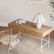 Kina Ripple Slatted Desk | 140cm | Natural Oak & White gallery detail image
